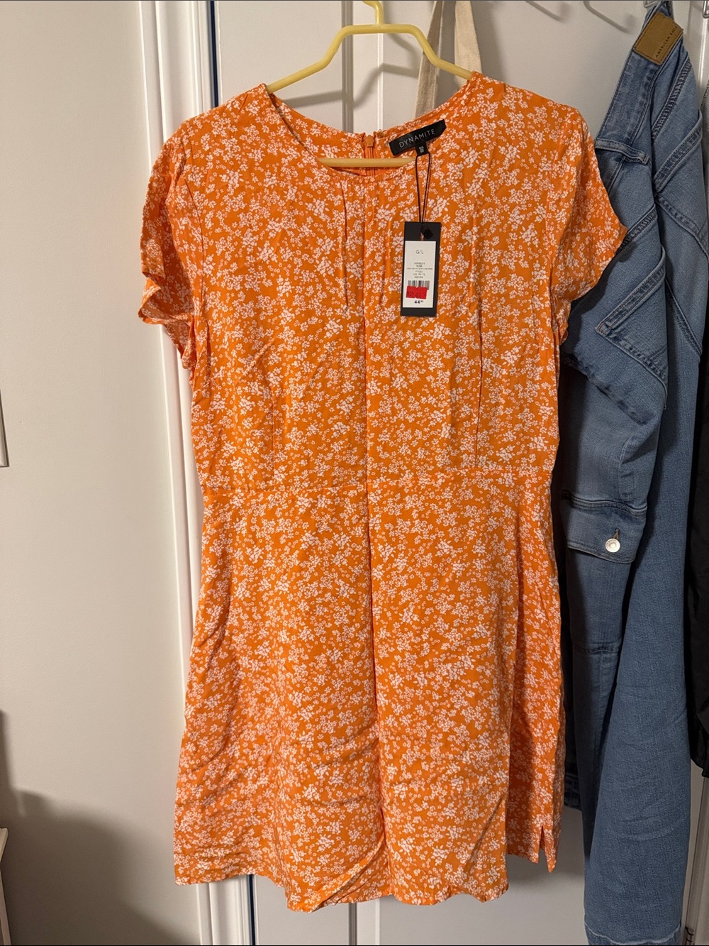 Dynamite Orange Floral Short-Sleeve Dress